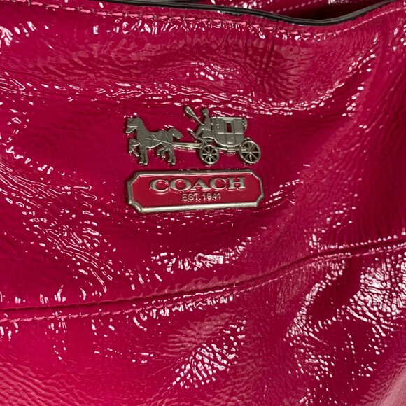 COACH 2009 Tribeca Pink Patent Leather Shoulder Bag Handbag 14118 Chain Strap - Picture 2 of 15